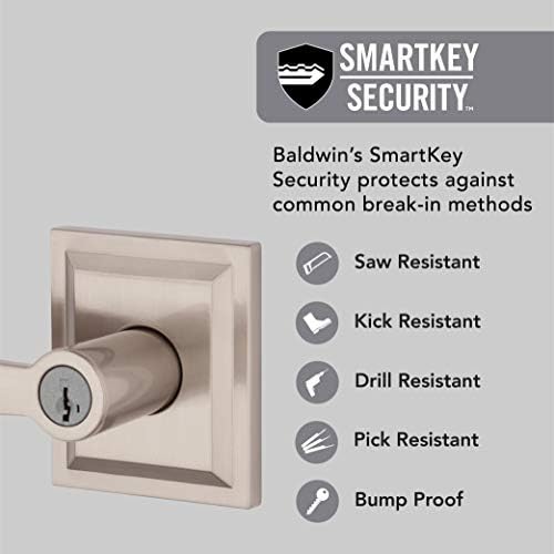 Baldwin Entry Door Reversible Lever with SmartKey and Microban Protection