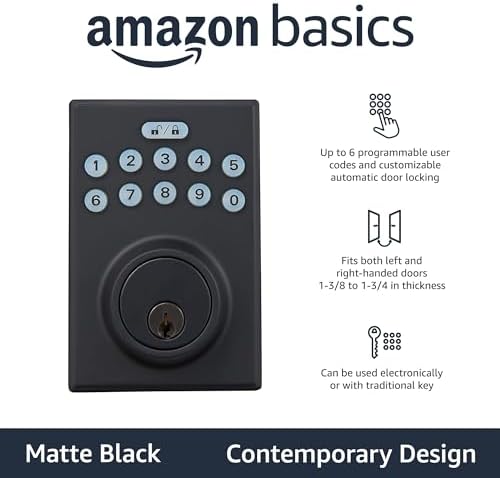 Amazon Basics Electronic Keypad Deadbolt with Touch-Control Keyless Entry