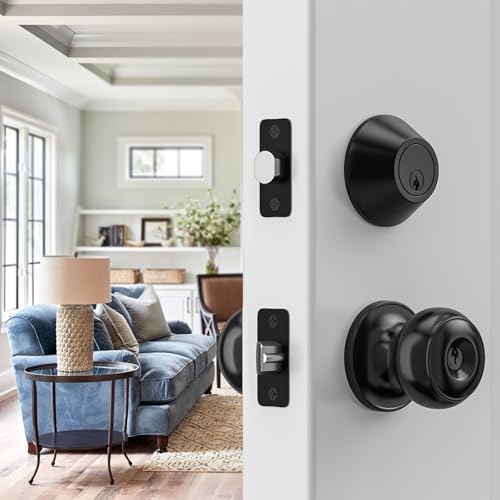 HOSOM Entry Door Knob Set Matte Black 1-Pack