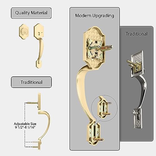 Haidms Gold Front Door Handle and Deadbolt Set