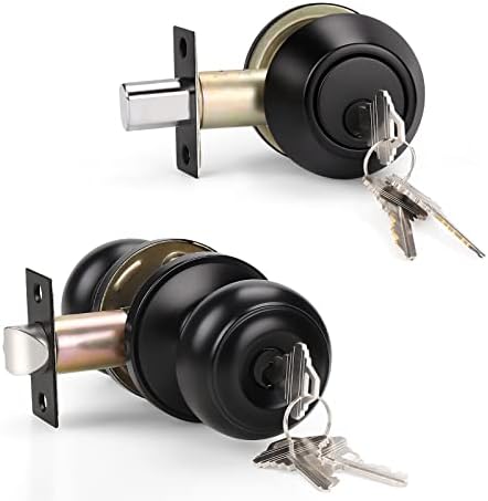 KNOBWELL Entry Door Knob and Deadbolt Lock Set Matte Black