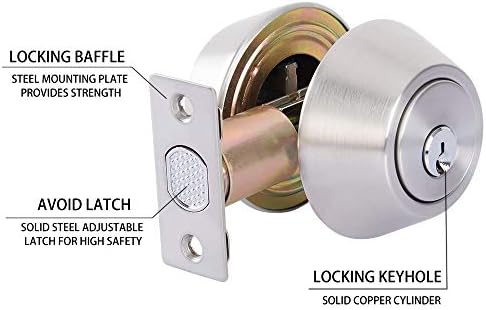 Double Keyed Deadbolt Lock PrivacyPassage Satin Stainless Steel Silver