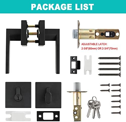 Durable Matte Black Front Door Lock Set with Deadbolt Lever
