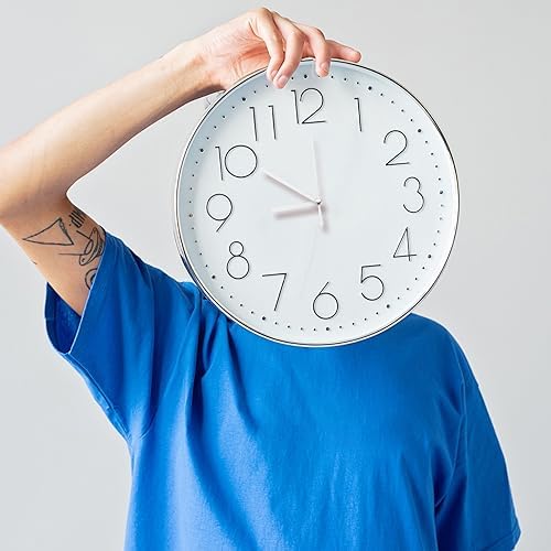 UOnlyTech DIY Wall Clock Mechanism Replacement Kit - White Plastic Mute Hands Movement
