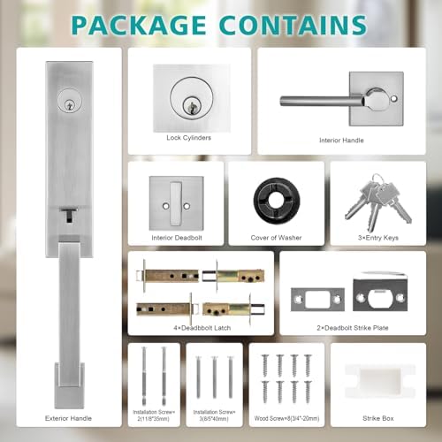 TOGU HS29D Front Door Handle and Single Cylinder Deadbolt Set