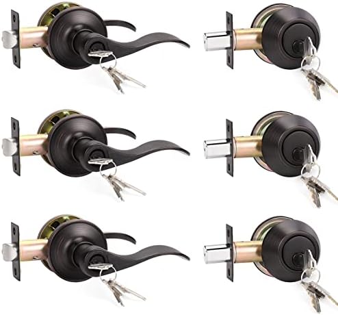 3 Pack Front Entry Door Handle Lock Set