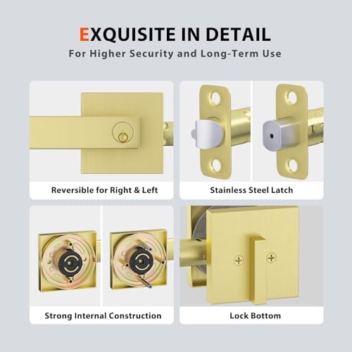 Haidms Gold Exterior Door Lock Set with Deadbolt