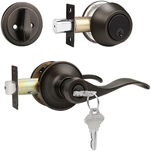 Secure Exterior Door Lock Set with Oil Rubbed Bronze Handle
