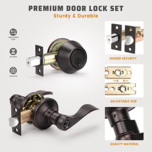 3 Pack Front Entry Door Handle Lock Set