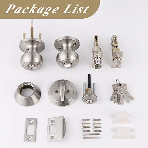 Probrico Entry Door Knob Lock Set Satin Nickel 3-Pack
