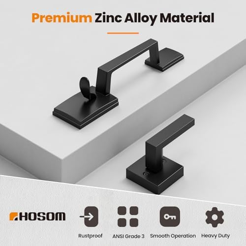 HOSOM Matte Black Front Door Handle Set - Versatile Door Security