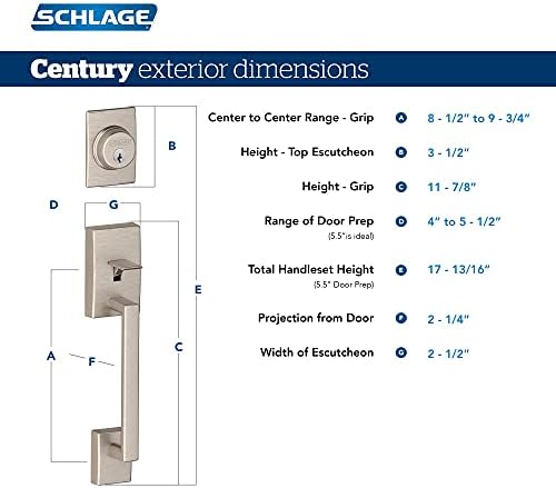 Schlage F60 CEN 622 LAT CEN Front Entry Handleset with Matte Black