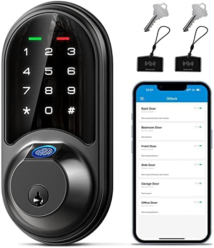Veise 7-in-1 Smart Door Lock Fingerprint App Control