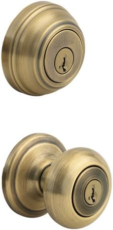 Secure Durable Door Knock Set with SmartKey in Antique Brass