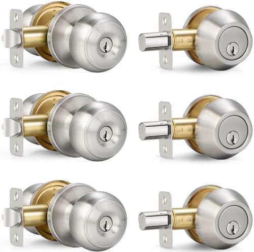 High-Quality 3-Set Entry Door Knob and Deadbolt Combo