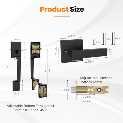 HOSOM Matte Black Front Door Handle Set - Versatile Door Security