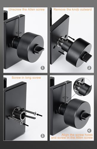 GoldenWarm Black Door Knob with Deadbolt Set