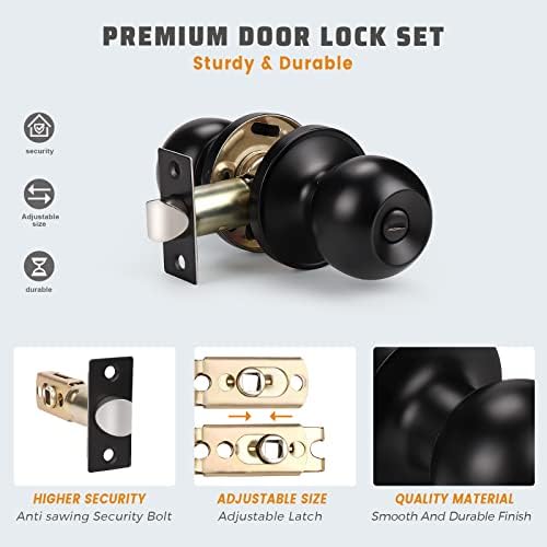 KNOBWELL 3-Pack Matte Black Door Knobs