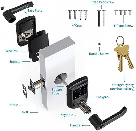 HIDALIFE Keyless Entry Door Lock with Handle Matte Black