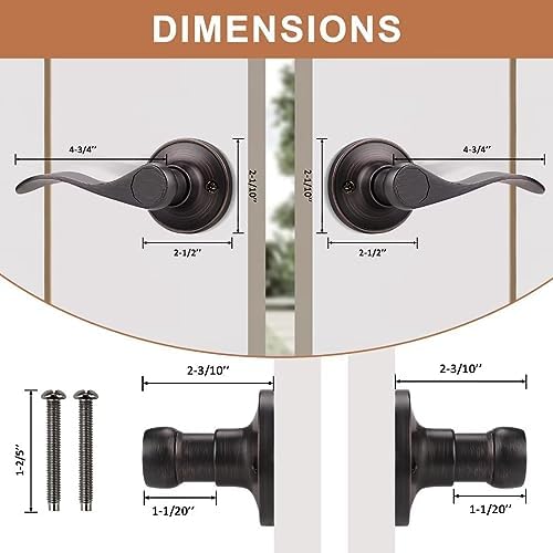 Probrico 4 Pack Door Lever Wave Style Oil Rubbed Bronze