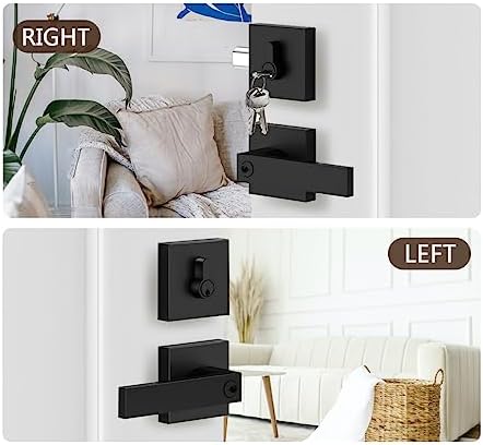 Black Door Handle Deadbolt Set