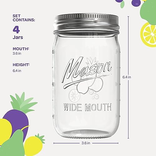 SEWANTA 4-Pack Mason Jars