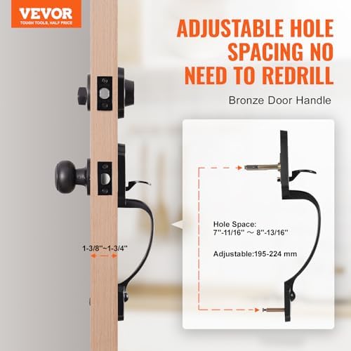 EVOR Adjustable Front Door Handle Set Antique Copper Easy Install Durable