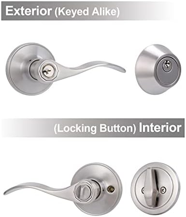 Secure Front Door Lock Set with Reversible Levers
