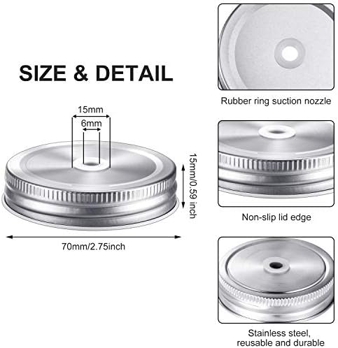 Muddle 8-Piece Metal Mason Jar Lids 27-Inch Silver Leak-Proof Reusable