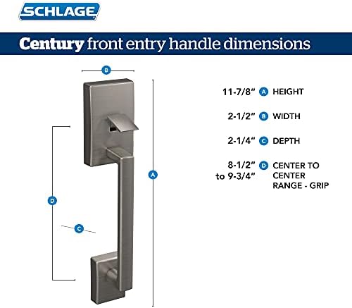 Schlage FE285 CEN 622 LAT Front Entry Handle Set with Matte Black