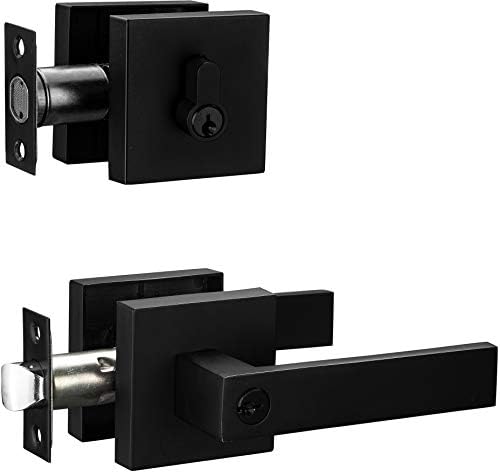 Modern Square Entry Lever Door Handle Set