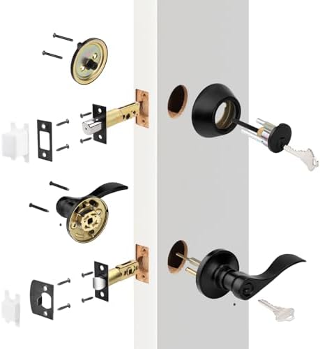 Versatile Front Door Entry Lever Lockset Single Cylinder Deadbolt Combination Set