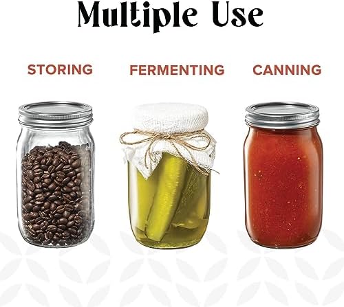 Gling 64 oz Wide-Mouth Glass Mason Jar