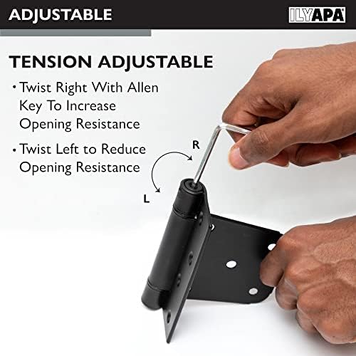 Ilyapa 4-Piece Heavy Duty Self-Closing Shed Door Hinges Black Square