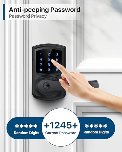 HIDALIFE Keyless Entry Door Lock with Handle Matte Black