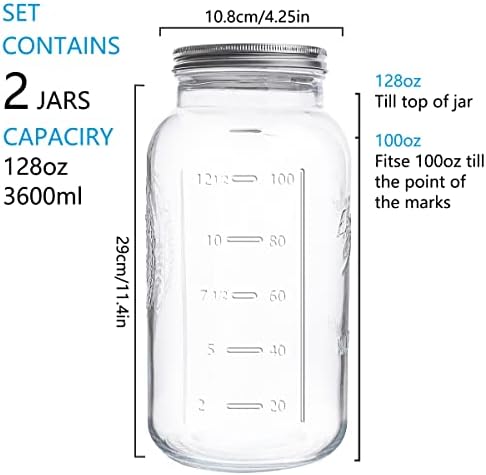 Perfect Canning Storage Preserve with ElegantTime 128 oz Mason Jars
