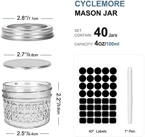 Personalized Jar Set 40 Piece Silver Mini Mason Jars