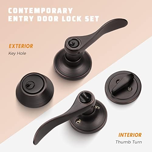 3 Pack Front Entry Door Handle Lock Set