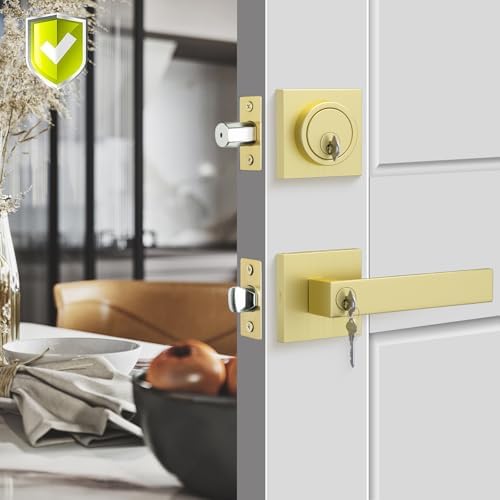 Haidms Gold Exterior Door Lock Set with Deadbolt