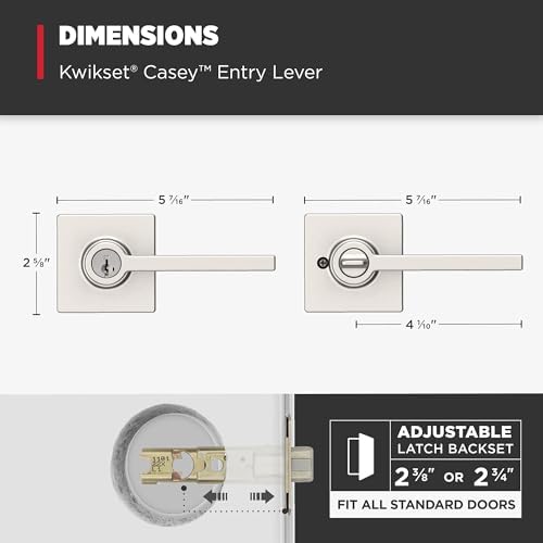 Kwikset Casey Entry Door Handle with SmartKey Security and Reversible Lever