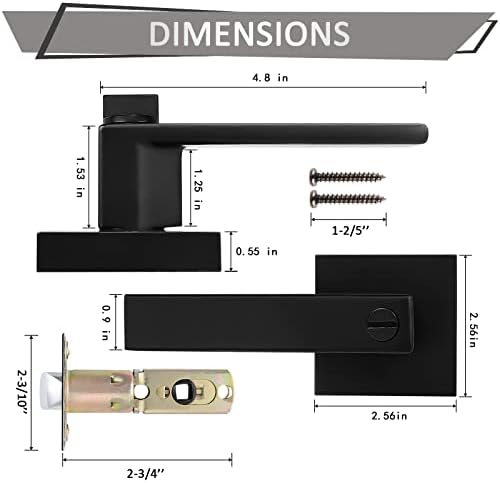 Privacy Door Lock Caps for Bedroom Bathroom with Black Finish