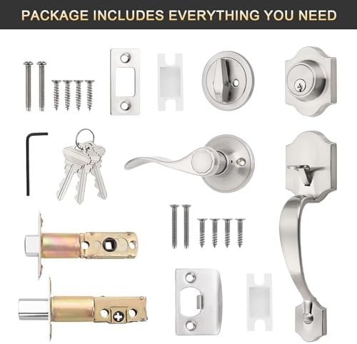 Versatile Door Handle Set with SATIN Nickel Finish