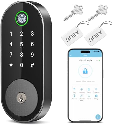 Sifely Smart Lock with Fingerprint Entry Black