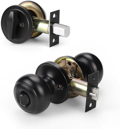 5-Piece Door Knobs Deadbolt Combo Set in Matte Black