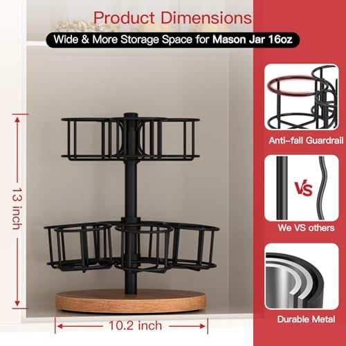 2-Tier Rotating Mason Jar Rack for 16oz Canning Jars