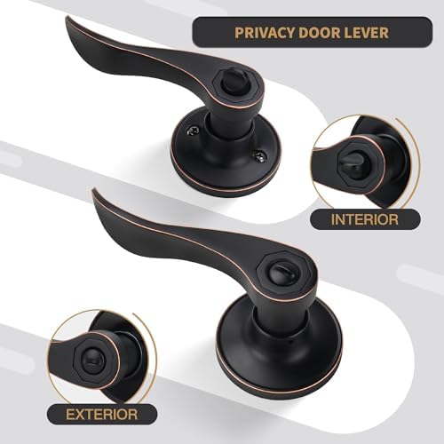 Wave Style Privacy Door Handle Keyless Lever with Red Finish