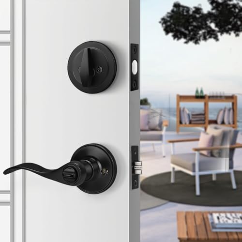 Versatile Front Door Entry Lever Lockset Single Cylinder Deadbolt Combination Set