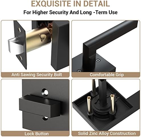Ohuhu Door Lock Set Matte Black Design