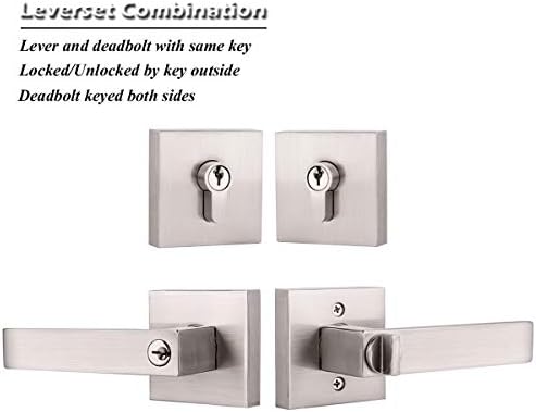 Sturdy Entry Lever Deadbolt Lockset Keyed Alike for Front