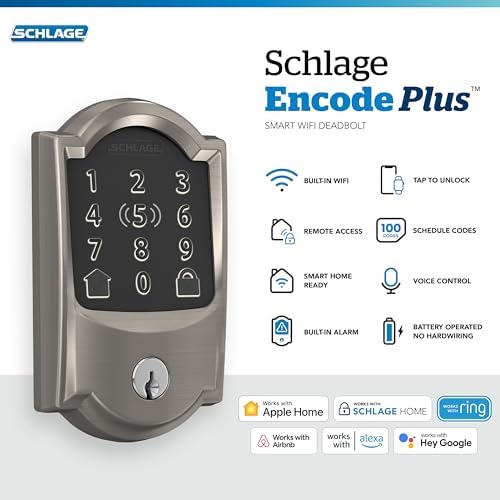 Smart Lock with Alexa Apple HomeKit Keyless Entry WiFi DL-80100 SATIN NICKEL